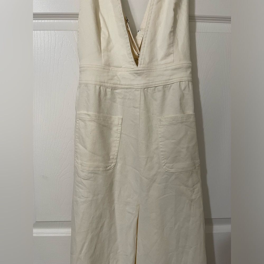 Sincerely Jules Denim V Cut Pale Yellow Jumpsuit. - Picture 3 of 9